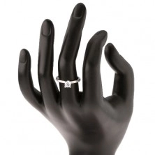 Zásnubní prsten, stříbro 925, plochá ramena, čirý kulatý zirkon