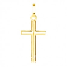 Zlatý přívěsek 375 - lesklý latinský křížek s kulatým průřezem ramen