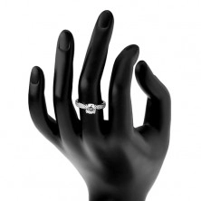 Zásnubní prsten, stříbro 925, zúžená blýskavá ramena, kulatý zirkon