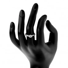Prsten ze stříbra 925, zúžená třpytivá ramena, kulatý čirý zirkon