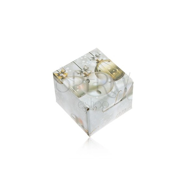 Papírová krabička na dárek - prsten, náušnice nebo přívěsek, vánoční motiv
