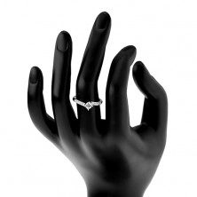 Zásnubní prsten ze stříbra 925, tenká blýskavá ramena, kulatý čirý zirkon