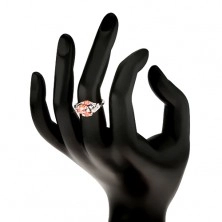 Prsten ve stříbrném odstínu, oranžová zirkonová zrnka, čiré zirkonky