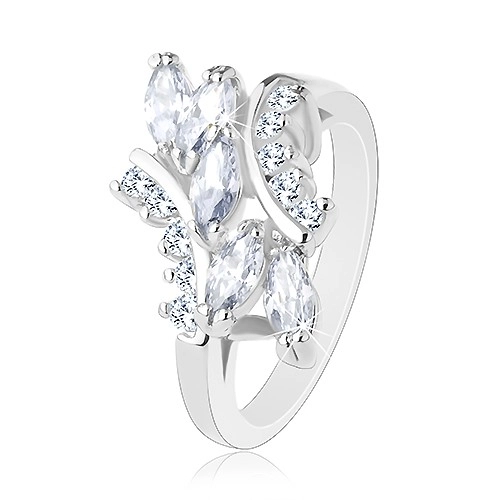 Blýskavý prsten ve stříbrném odstínu, kulaté a zrnkovité zirkony čiré barvy - Velikost: 60