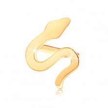 Zlatý piercing do nosu 585, zahnutý  - zvlněný had, lesklý plochý povrch