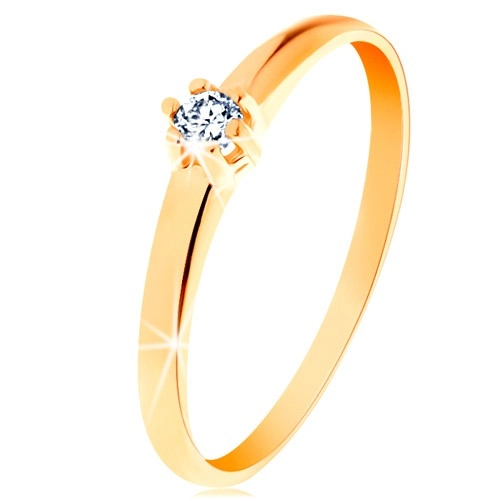 Zlatý prsten 585 - kulatý diamant čiré barvy v šesticípém kotlíku - Velikost: 50