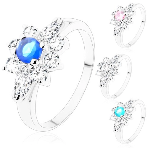 Prsten se stříbrným odstínem, broušené kulaté a zrnkovité zirkony - Velikost: 59, Barva: Růžová