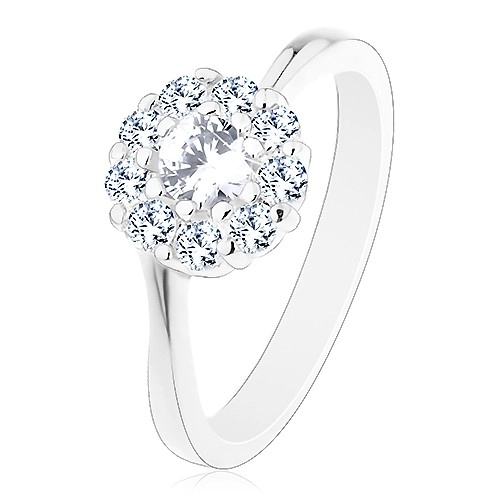Lesklý prsten ve stříbrném odstínu, zářivý čirý zirkonový kvítek - Velikost: 51