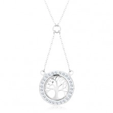 Stříbrný náhrdelník 925, řetízek a přívěsek - strom života se zirkonovým lemem