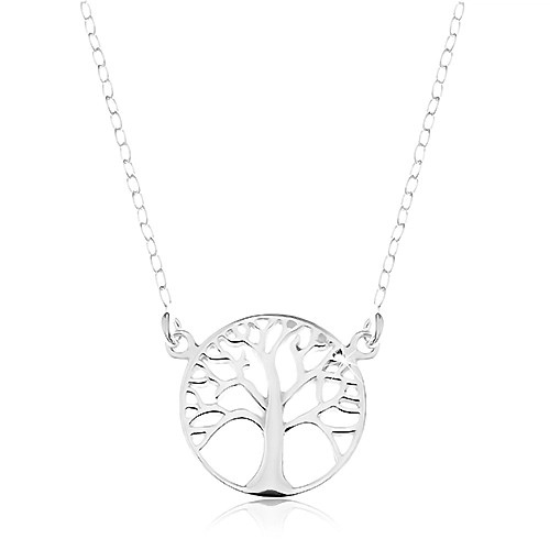 Stříbrný 925 náhrdelník, řetízek a přívěsek - lesklý strom života v kruhu