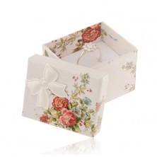 Dárková krabička na prsten, náušnice nebo přívěsek, barevné květy, mašle