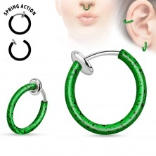 Ocelový fake piercing do nosu nebo do ucha, kroužek potřísněný barvou