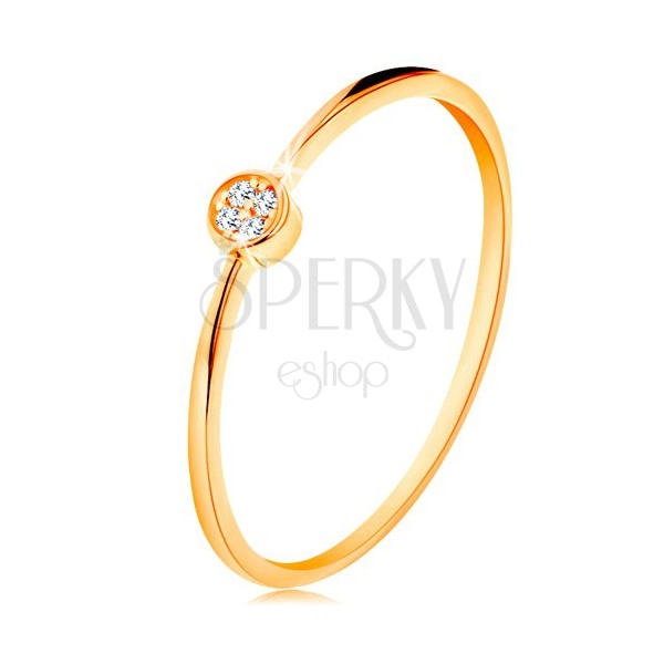 Prsten ve žlutém zlatě 585 - kruh vykládaný kulatými zirkony čiré barvy