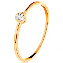 Prsten ve žlutém zlatě 585 - kulatý čirý zirkon v lesklé objímce