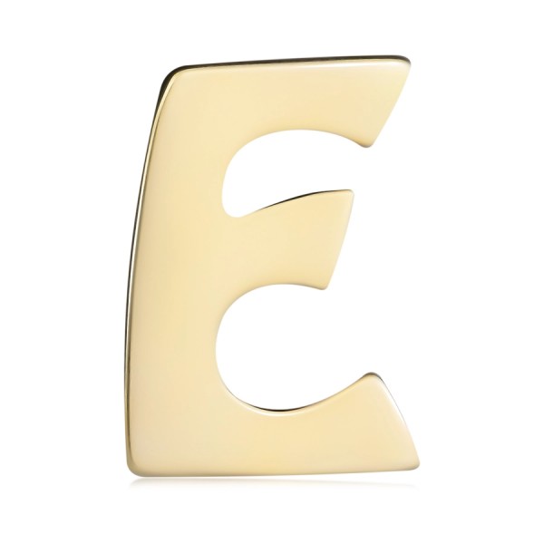 Zlatý 14K přívěsek s lesklým a hladkým povrchem, tiskací písmeno E