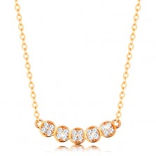 Zlatý náhrdelník 585 - jemný řetízek, oblouk z pěti blýskavých koleček