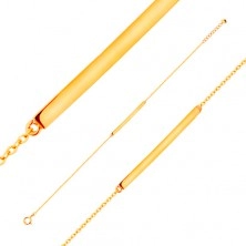 Náramek ze žlutého 14K zlata - lesklý úzký pás, řetízek z oválných oček, 185 mm