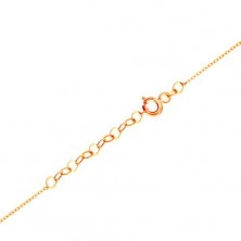 Zlatý 14K náhrdelník - blýskavý tenký řetízek, přívěsek - malé ploché srdíčko