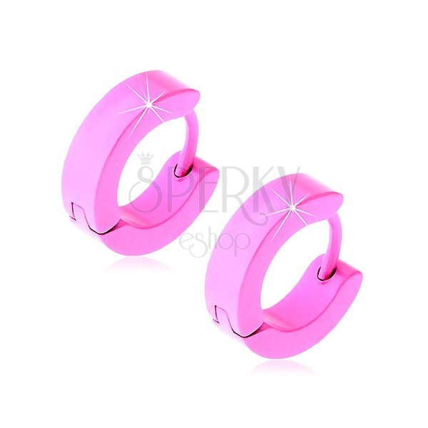 Kruhové náušnice z oceli 316L, světle růžový odstín, kloubové zapínání