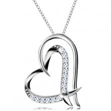 Stříbrný náhrdelník 925 - dvojitá kontura srdce, jemný řetízek