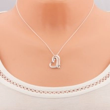 Stříbrný náhrdelník 925 - dvojitá kontura srdce, jemný řetízek