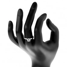 Zásnubní prsten ze stříbra 925 - vyvýšený kulatý zirkon čiré barvy