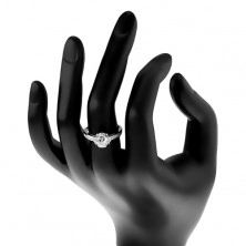 Zásnubní prsten - stříbro 925, zářivý čirý zirkon, dvojice drobných zirkonků