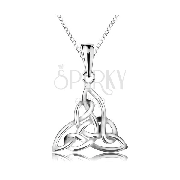Stříbrný náhrdelník 925, trojcípý keltský uzel, řetízek z elipsovitých oček