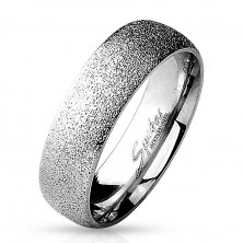 Prsten z chirurgické oceli s pískovaným povrchem, stříbrná barva, 6 mm