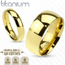 Zaoblený hladký titanový prsten ve zlatém odstínu, 8 mm