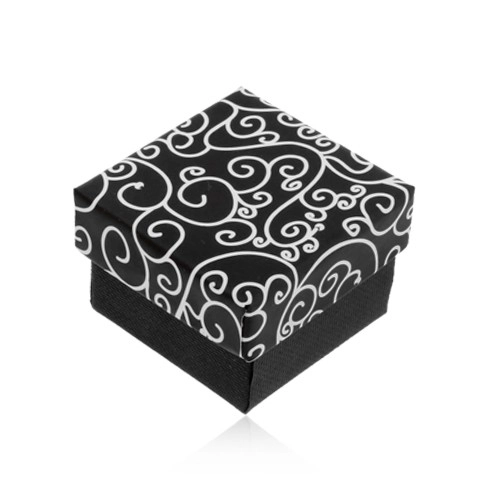 Levně Černobílá krabička na náušnice, přívěsek nebo prsten - zatočený vzor