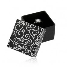 Černobílá krabička na náušnice, přívěsek nebo prsten - zatočený vzor