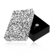 Krabička na set nebo náhrdelník v černobílém provedení, potisk s ornamenty