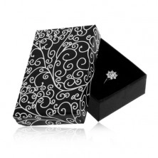 Dárková krabička na set nebo náhrdelník - černá s bílým potiskem s ornamenty