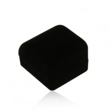 Sametová krabička na prsten nebo náušnice, černá barva, zkosená horní část