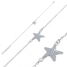 Náramek ze stříbra 925 - zirkonová mořská hvězdice, řetízek z oválných oček
