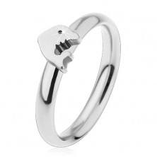 Prsten z chirurgické oceli, stříbrný odstín, malý lesklý delfín