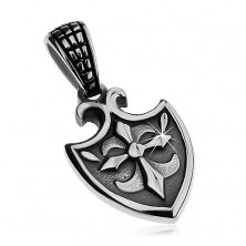 Přívěsek z chirurgické oceli stříbrné barvy - erb se symbolem Fleur de Lis