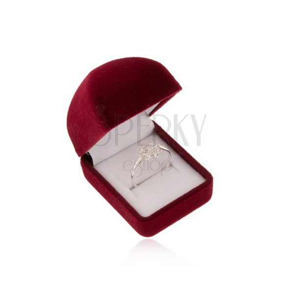 Sametová krabička na prsten nebo náušnice, bordó vypouklý povrch