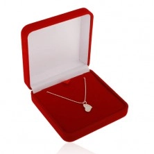 Červená dárková krabička na řetízek nebo náhrdelník, sametový povrch