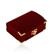 Sametová bordó krabička na set - truhlička, detaily ve zlaté barvě