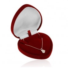 Dárková krabička - bordó sametové srdce na řetízek nebo náhrdelník