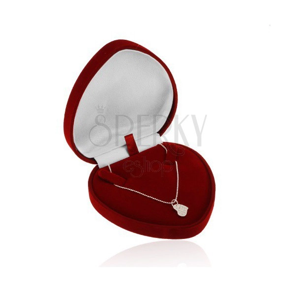 Dárková krabička - bordó sametové srdce na řetízek nebo náhrdelník