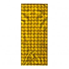 Lesklý celofánový sáček na dárek, zlatý odstín, blýskavé čtverečky