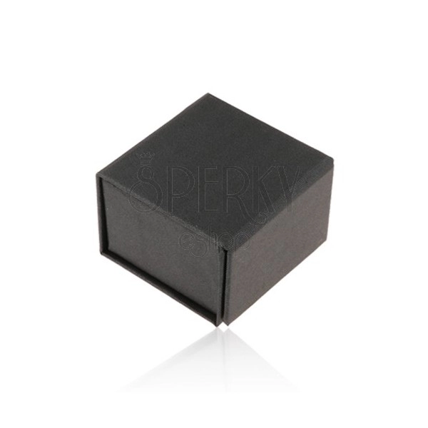 Černá krabička na prsten nebo náušnice, perleťový lesk, magnetické uzavírání