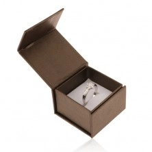 Dárková krabička na prsten nebo náušnice, hnědá s perleťovým leskem, magnet