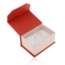 Červeno-béžová krabička na prsten nebo náušnice, magnetické uzavírání
