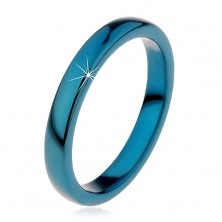 Prsten z wolframu - hladký modrý kroužek, zaoblený, 3 mm