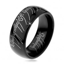 Prsten z wolframu - hladký černý kroužek, motiv Pána prstenů, 8 mm