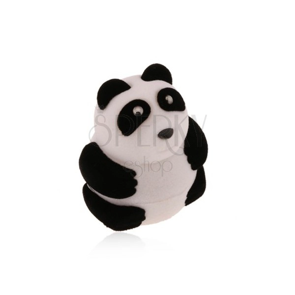 Dárková krabička na prsten nebo náušnice, černobílá panda, sametový povrch